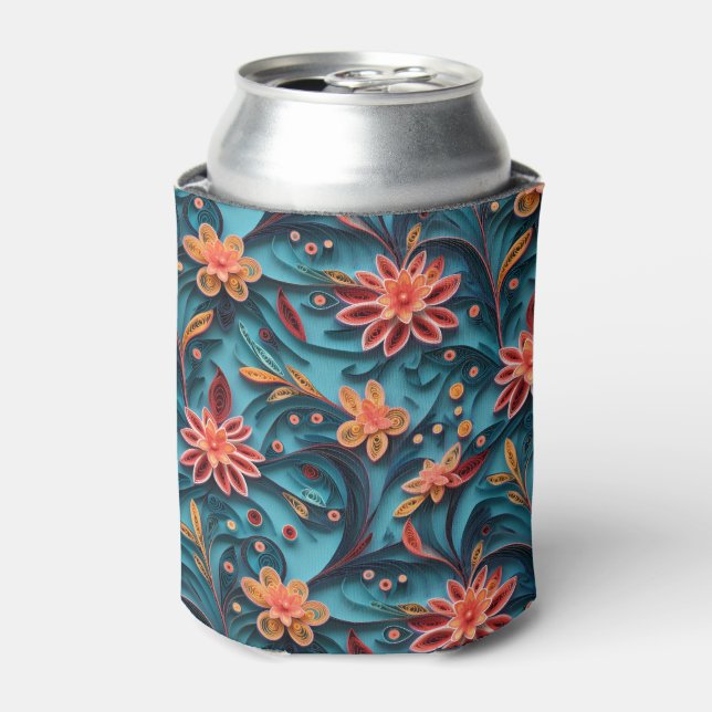 Seamless floral paper pattern Can Cooler (Can Front)
