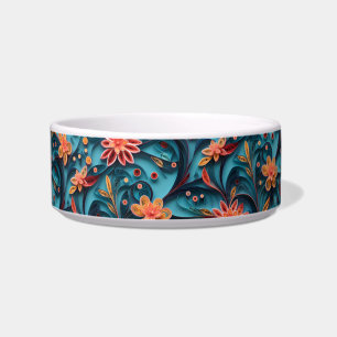 Seamless floral paper pattern Ceramic Pet Bowl