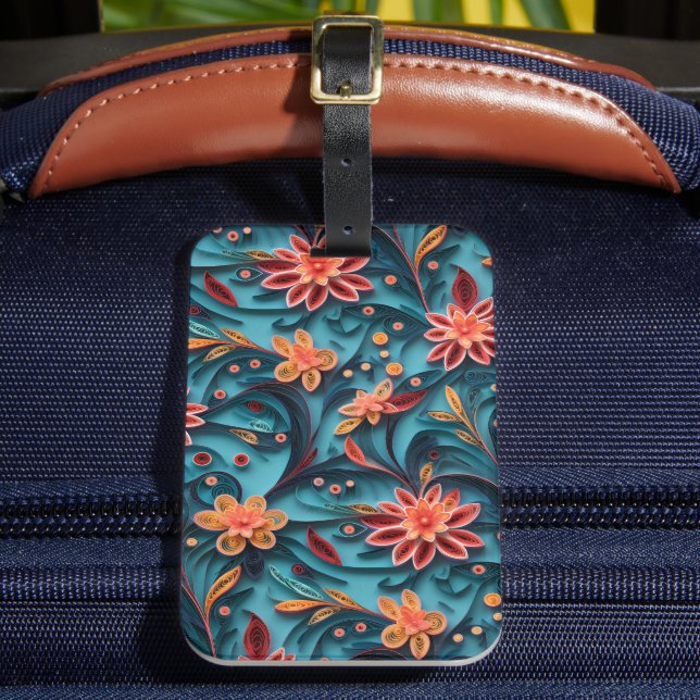 Seamless floral paper pattern Luggage Tag (Front Insitu 2)