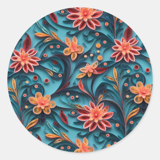 Seamless floral paper pattern Round Stickers (Front)