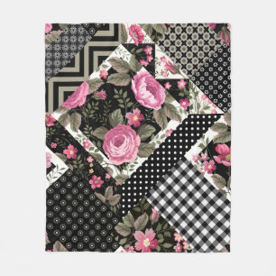 seamless floral patchwork pattern with geometrical fleece blanket