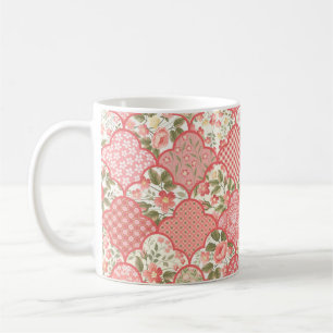 seamless floral patchwork pattern with roses in pa coffee mug