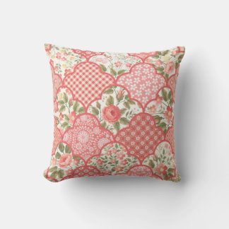 seamless floral patchwork pattern with roses in pa cushion