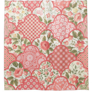 seamless floral patchwork pattern with roses in pa shower curtain