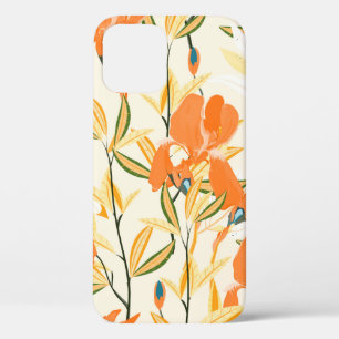 Seamless floral pattern. Arrangement orange iris f iPhone 12 Case