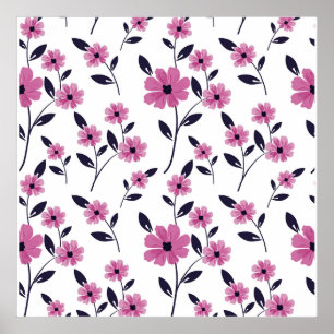 Seamless floral Pattern background,  hand drawn fl Poster