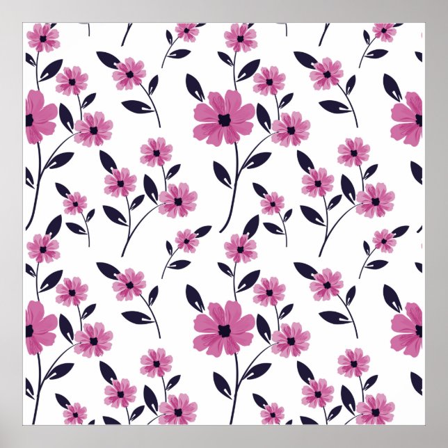Seamless floral Pattern background,  hand drawn fl Poster (Front)