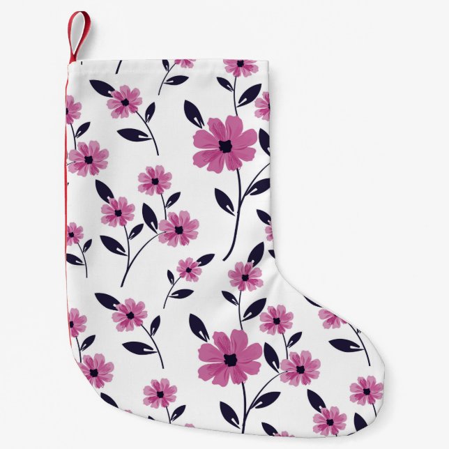 Seamless floral Pattern background,  hand drawn fl Small Christmas Stocking (Front)