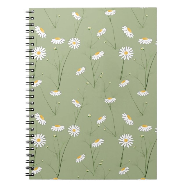 Seamless floral pattern background with cosmos flo notebook (Front)
