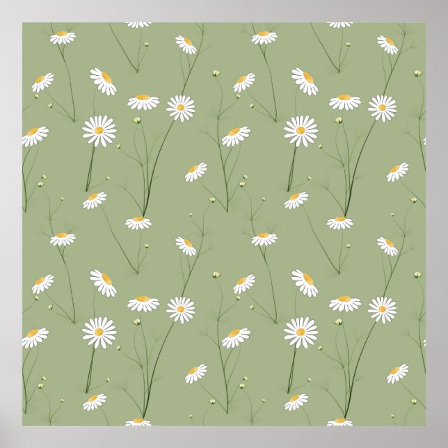 Seamless floral pattern background with cosmos flo poster (Front)