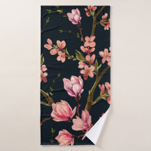 Seamless floral pattern background with hand drawn bath towel