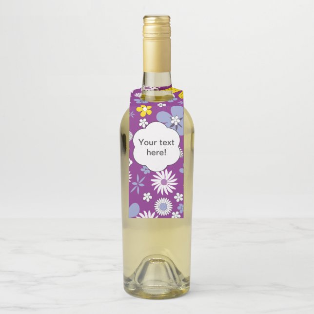 Seamless Floral Pattern Bottle Tag (On Bottle)