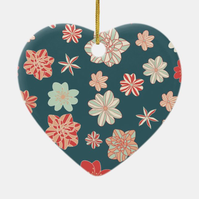 Seamless Floral Pattern  Ceramic Ornament (Back)