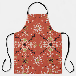 Seamless floral pattern folk colourful flowers and apron