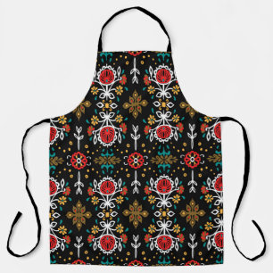 Seamless floral pattern folk colourful flowers and apron