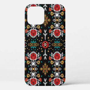 Seamless floral pattern folk colourful flowers and iPhone 12 case