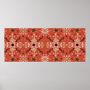 Seamless floral pattern folk colourful flowers and poster