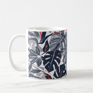 Seamless floral pattern from exotic jungle plants. coffee mug