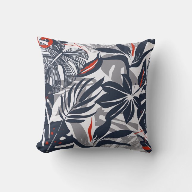 Seamless floral pattern from exotic jungle plants. cushion (Front)