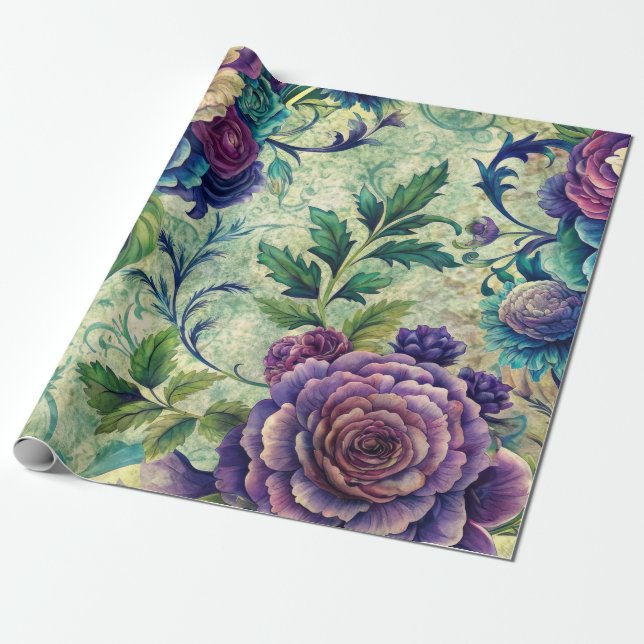 Seamless Floral Pattern Furniture Decoupage Paper (Unrolled)