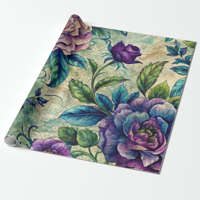 Seamless Floral Pattern Furniture Decoupage Paper (Unrolled)