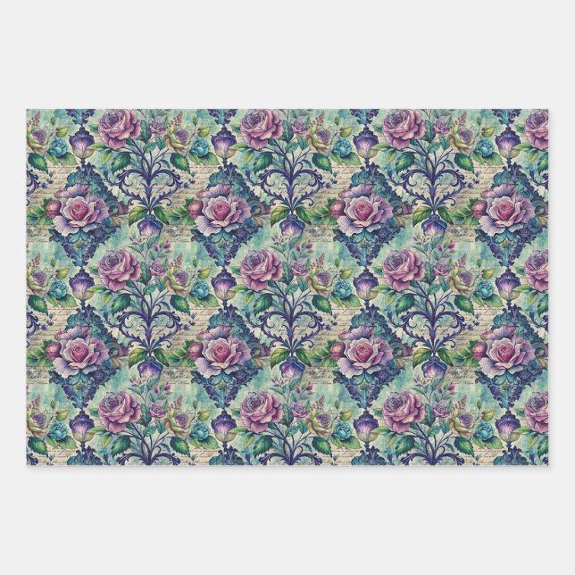 Seamless Floral Pattern Furniture Decoupage Wrapping Paper Sheet (Front)