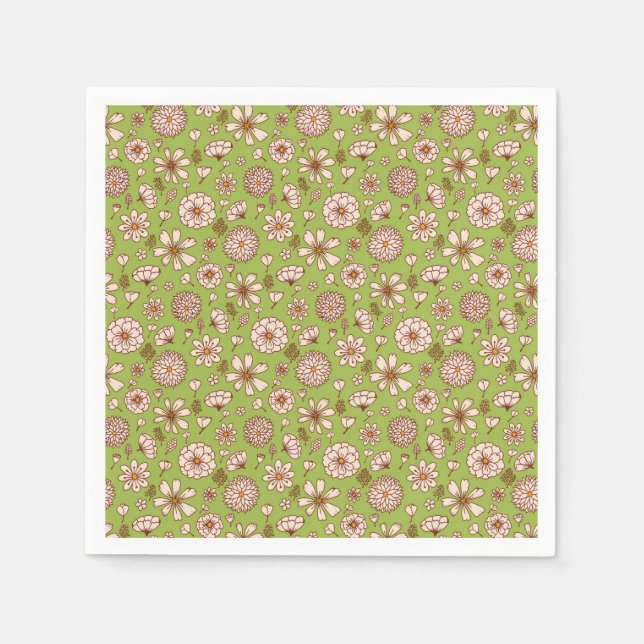 Seamless Floral pattern green Napkin (Front)
