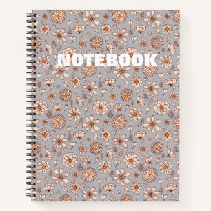 Seamless Floral pattern Grey Notebook