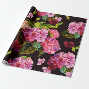 Seamless floral pattern. Hydrangea on a on a dark Wrapping Paper