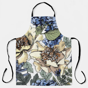 Seamless floral pattern. Hydrangea,  Peony,  wildf Apron