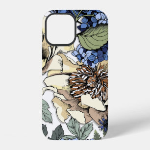 Seamless floral pattern. Hydrangea, Peony, wildf iPhone 12 Case