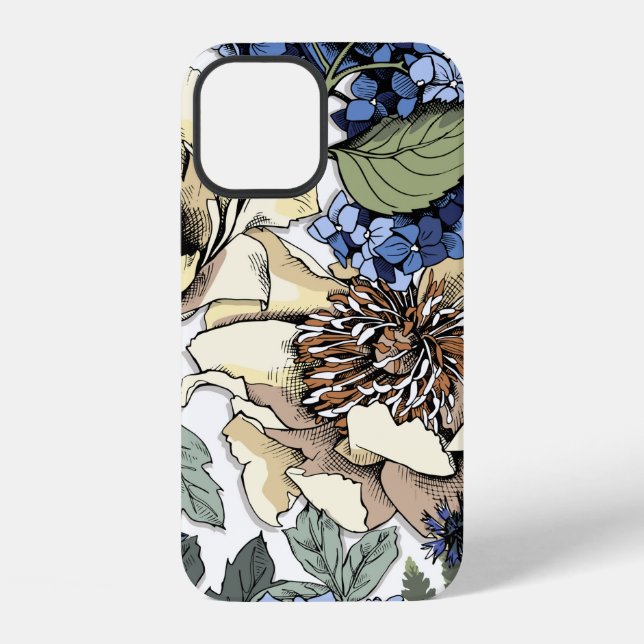 Seamless floral pattern. Hydrangea,  Peony,  wildf iPhone Case (Back)