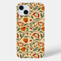 Seamless floral pattern in beige background