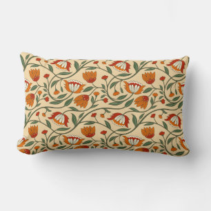 Seamless floral pattern in beige background lumbar cushion
