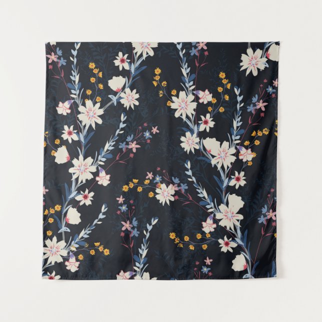 Seamless floral pattern in the night garden tapestry (Front)