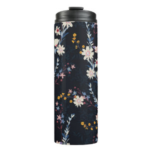 Seamless floral pattern in the night garden thermal tumbler