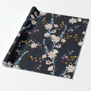 Seamless floral pattern in the night garden wrapping paper