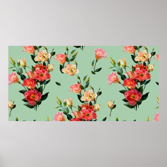 Seamless floral pattern in victorian style. Bouque Poster (Front)