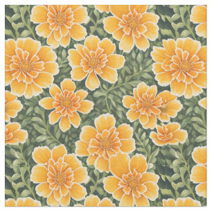 Seamless Floral Pattern Marigold Flowers Fabric