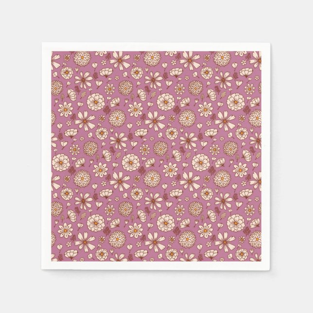 Seamless Floral pattern maroon Napkin (Front)