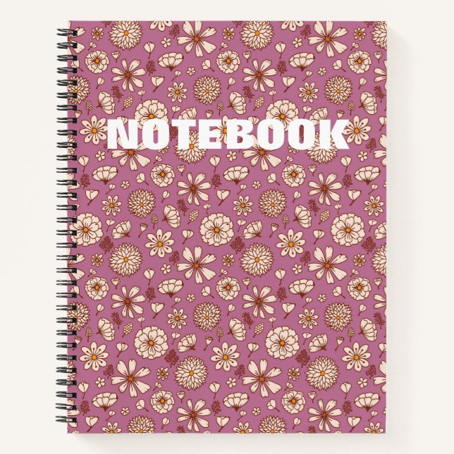 Seamless Floral pattern maroon Notebook (Front)