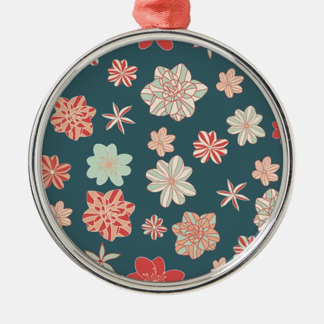 Seamless Floral Pattern  Metal Ornament (Front)