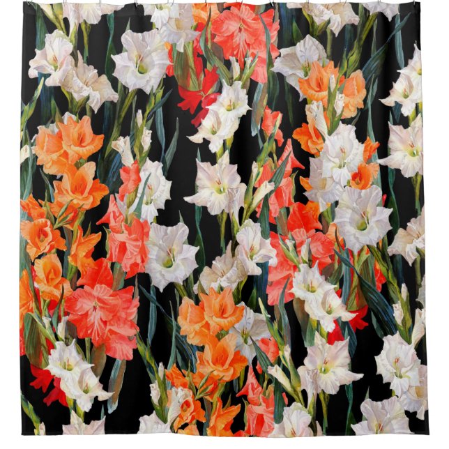 Seamless floral pattern. Multicolored gladiolus on Shower Curtain (Front)