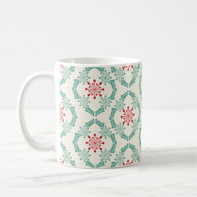 Seamless floral pattern of abstract flowers and le coffee mug (Left)
