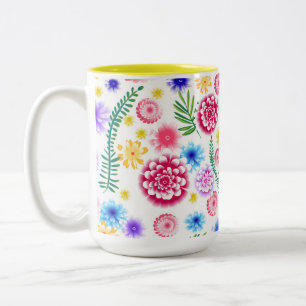 Seamless floral pattern on a white background. Two-Tone coffee mug