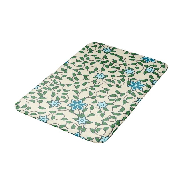 Seamless floral pattern on beige background bath mat (Angled)