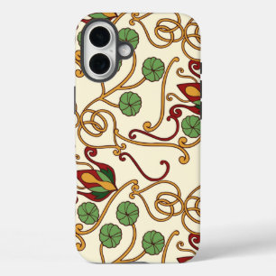Seamless floral pattern on beige background iPhone 16 plus case