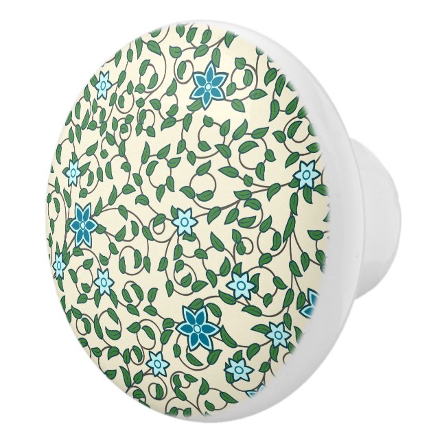 Seamless floral pattern on beige background ceramic knob (Right)