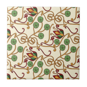 Seamless floral pattern on beige background ceramic tile