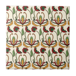 Seamless floral pattern on beige background ceramic tile